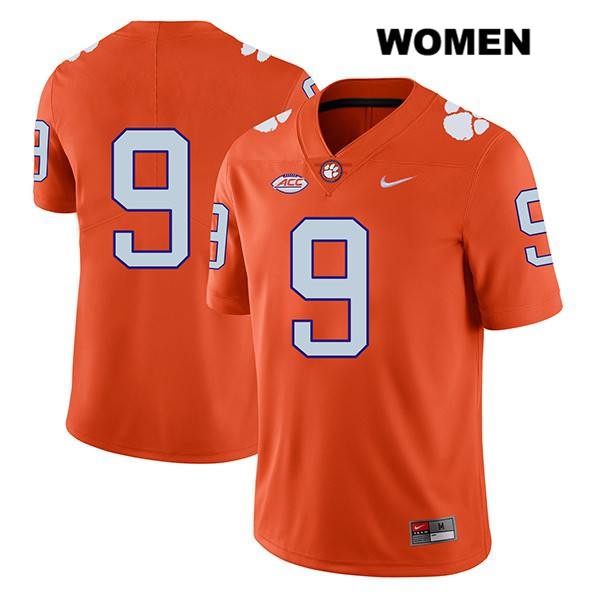 Women's Clemson Tigers #9 Travis Etienne Stitched Orange Legend Authentic Nike No Name NCAA College Football Jersey AUB2046ZE